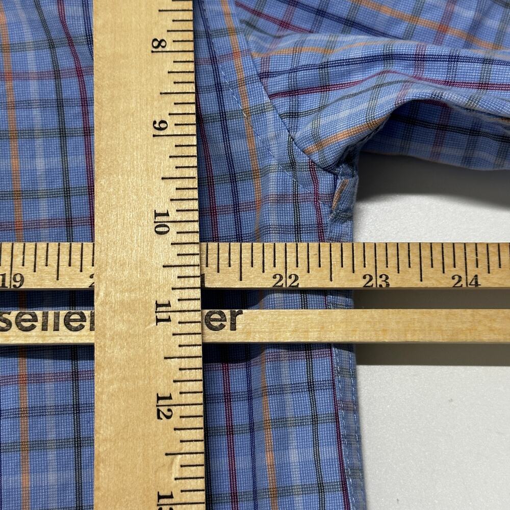 Wrangler Button Up Shirt Mens Size M Blue Red Yellow Plaid Long Sleeve Cotton - Picture 7 of 7